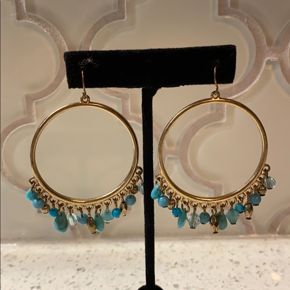 Turquoise Beaded Hoop Earrings